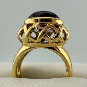 Tiffany & Co. 18k Amethyst Basket Ring Paloma Picasso Graffiti X Etched Gemstone